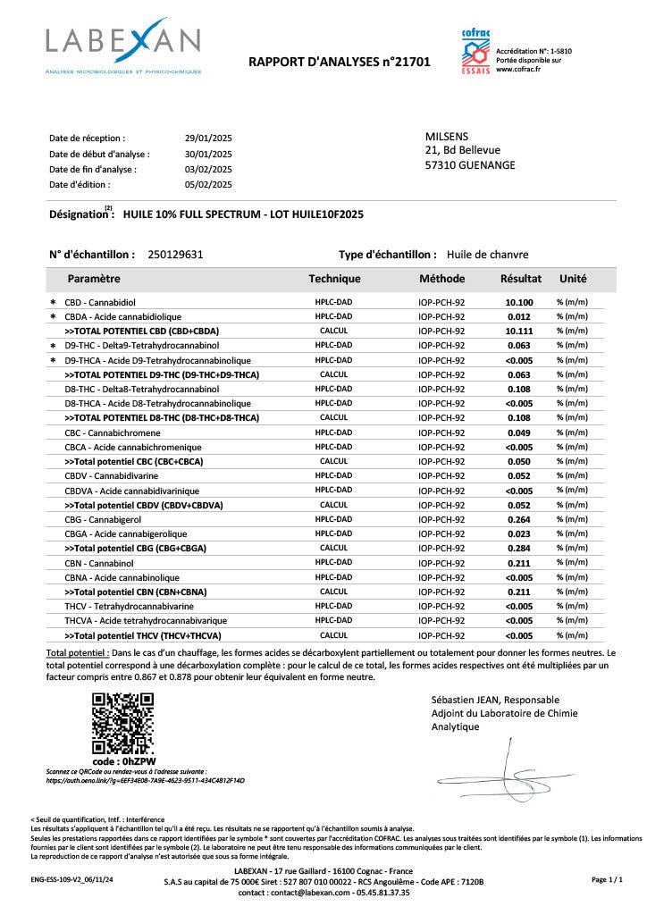 HUILE CBD 10% FULL SPECTRUM