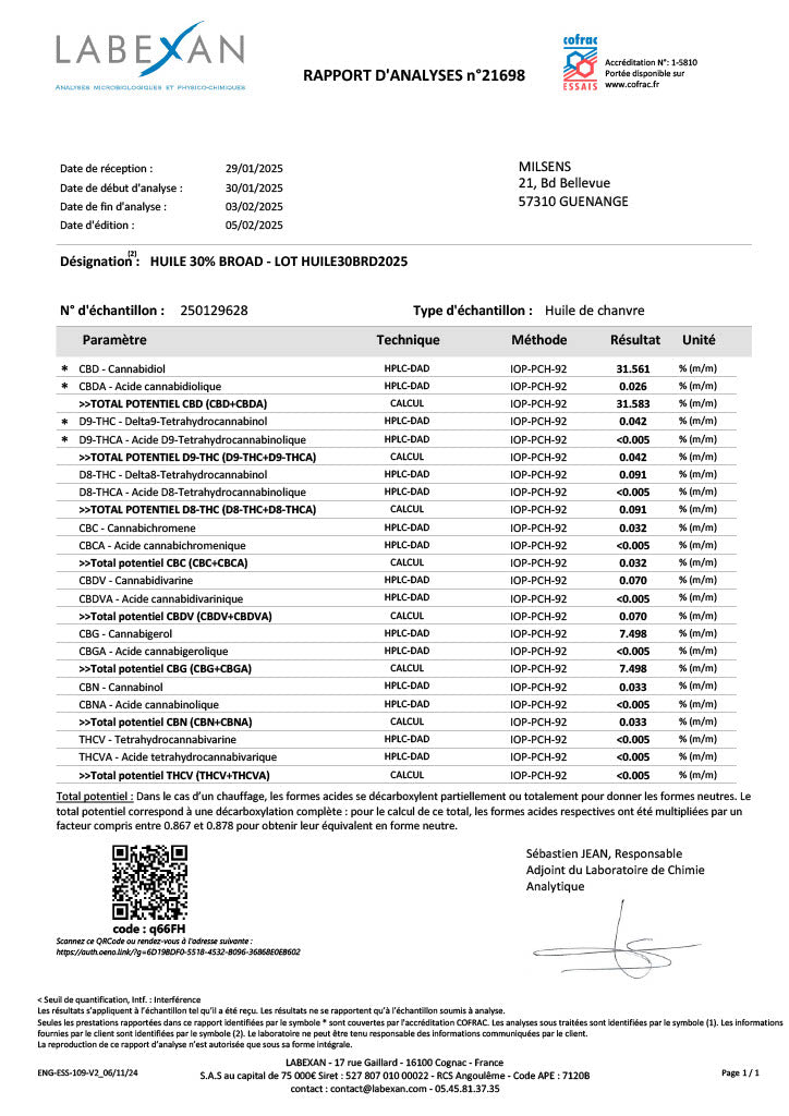 HUILE CBD 30% BROAD SPECTRUM